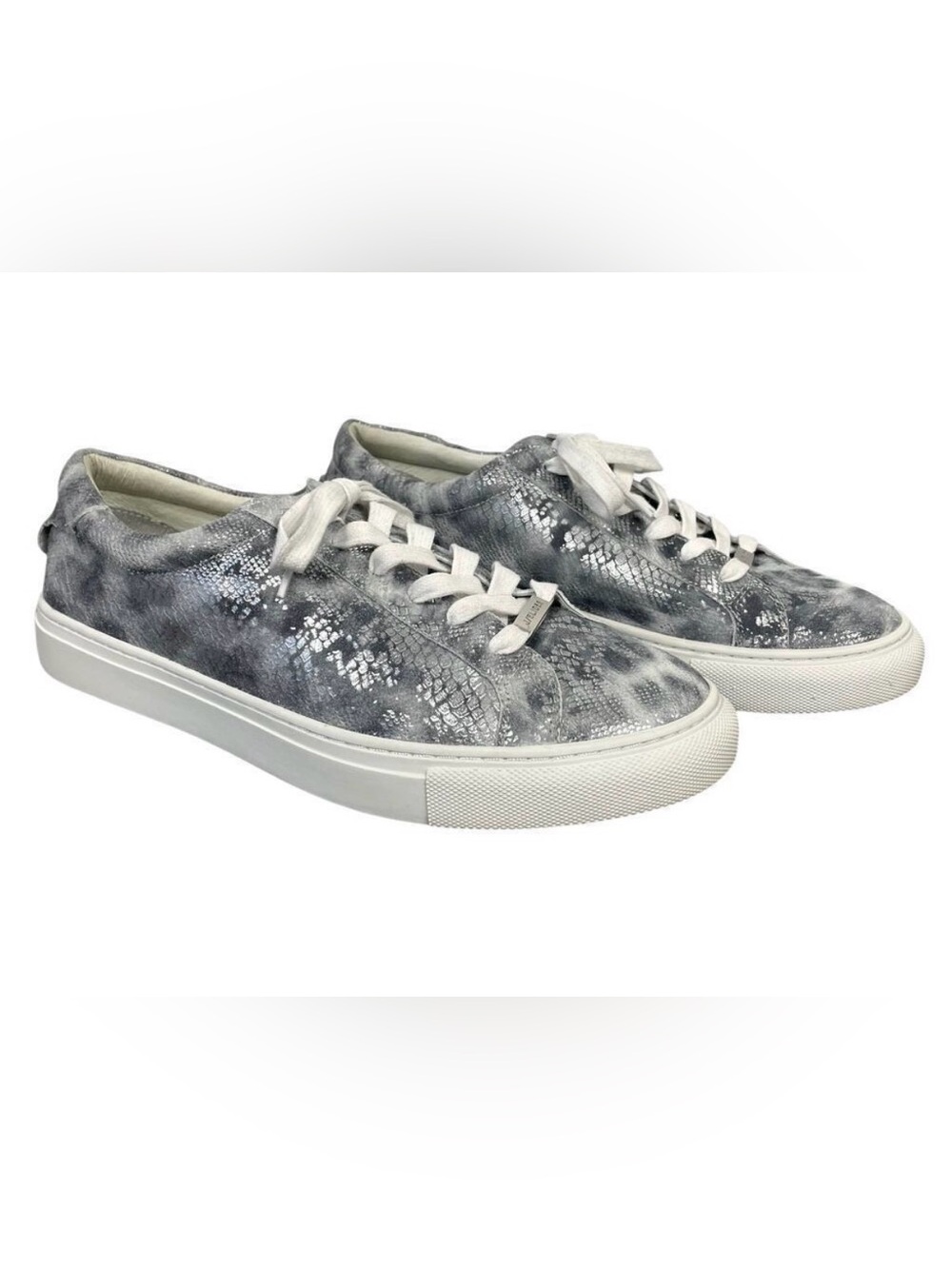 J Slides Lacee Sneaker Leather Leopard Snake Print Silver Black Size 10 Low Top